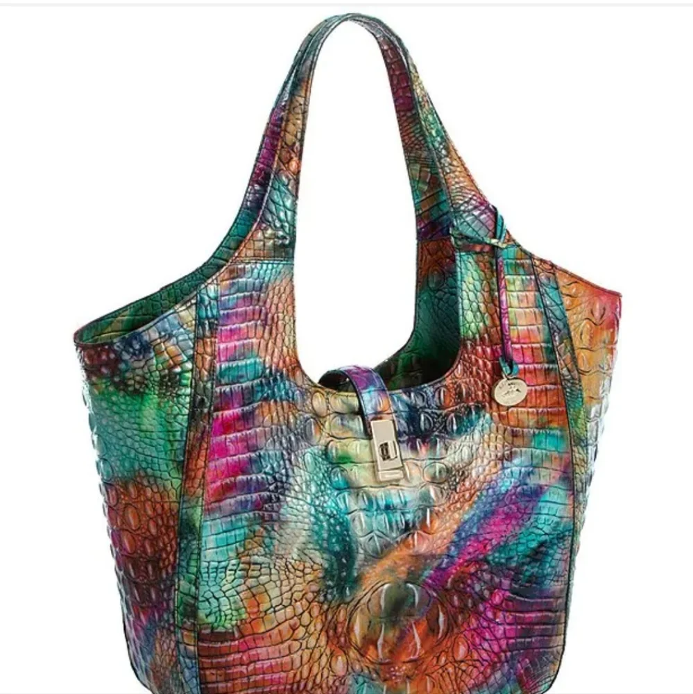 ‼️VERY RARE!‼️ 🎒 BRAHMIN Awestruck CARLA Crocodile-Embossed Leather Tote Bag 🎒
